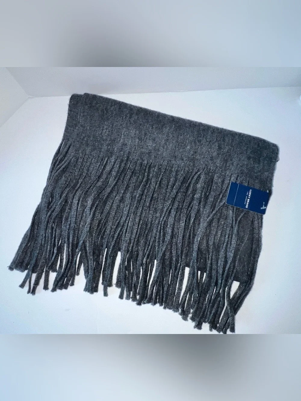 NWT Lucky Brand | Brushed Charcoal Gray Winter Scarf with Fringe